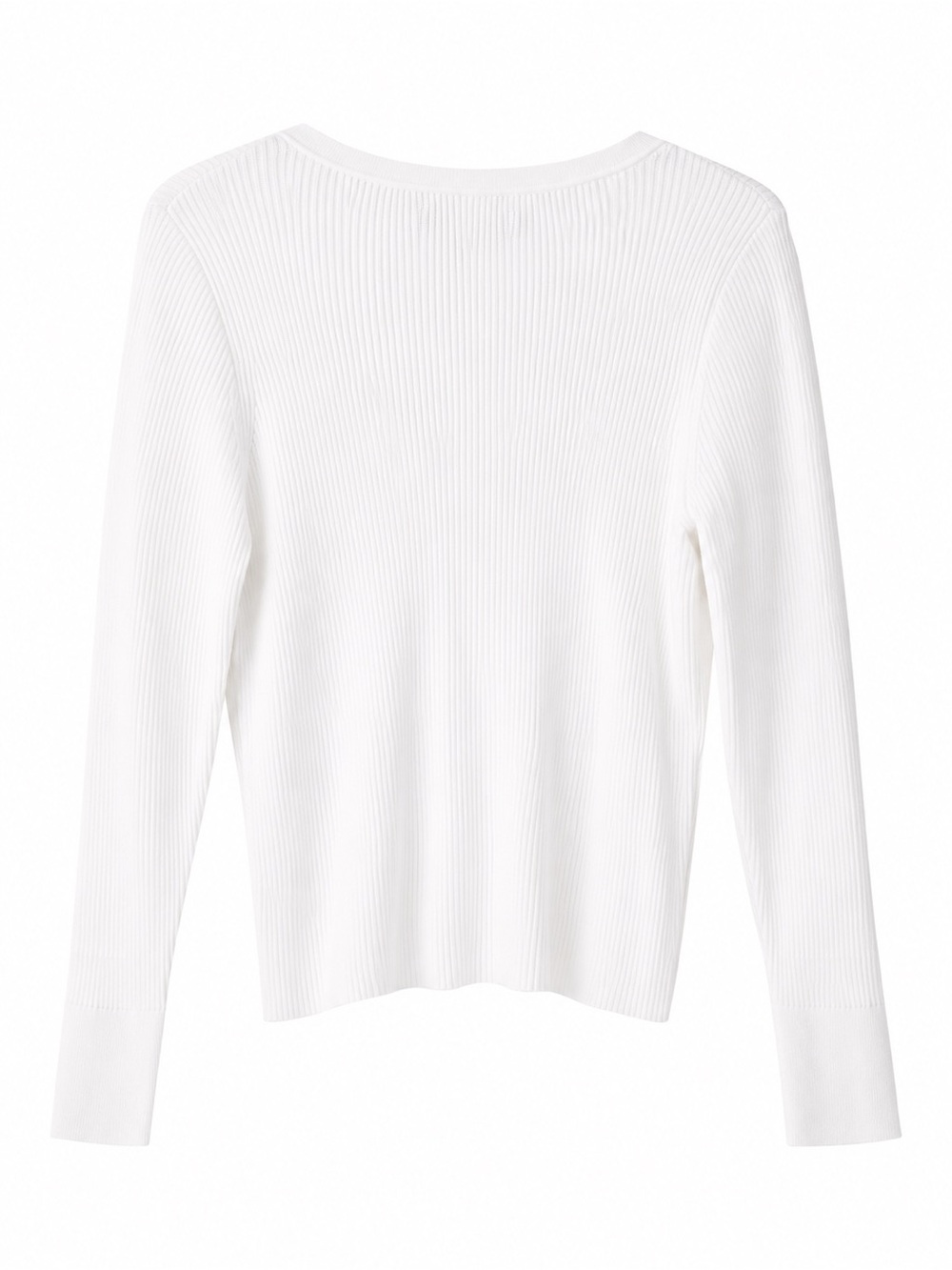 Y2K Vintage Abercrombie & Fitch White Ribbed V-Neck Button Cardigan - Picture 3 of 5